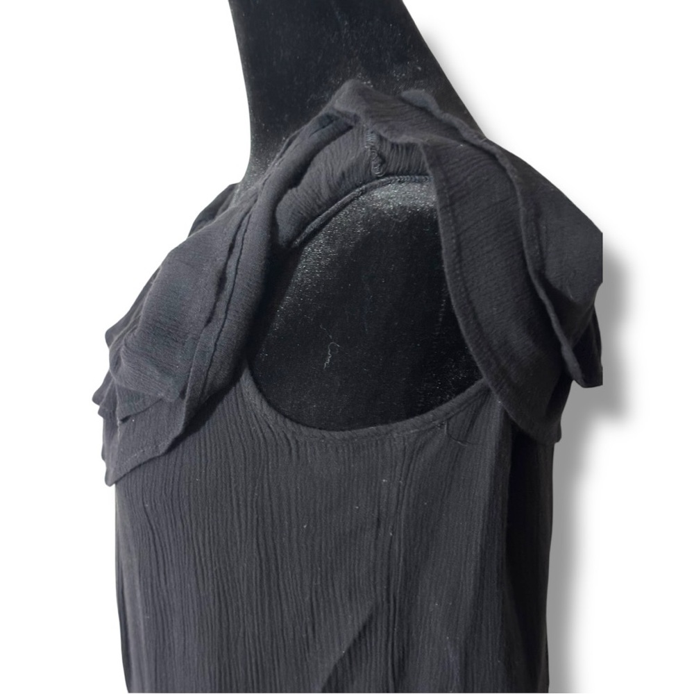 One Clothing Off The Shoulder Ruffled Neck and Sleeves Black Lightweight Top - Picture 5 of 16